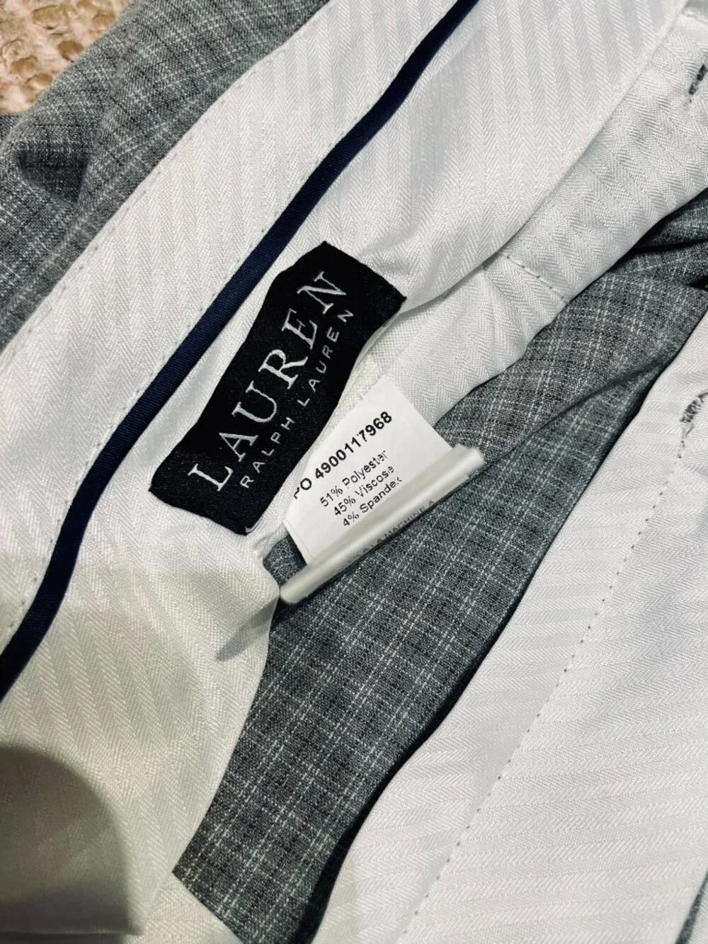 Lauren Ralph Lauren Dress Pants Mens 38x30 Grey Plaid Stretch Trousers 38W